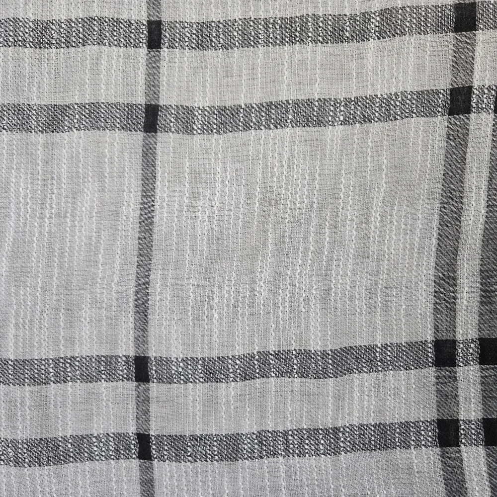 Falls Creek Gray Black Plaid Fringe Knit Wrap Style Blanket Scarf Poncho Shawl